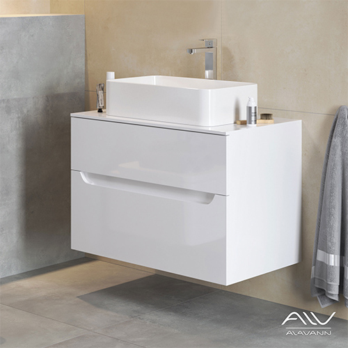 Тумба с раковиной Alavann Stella 80 белая камень
