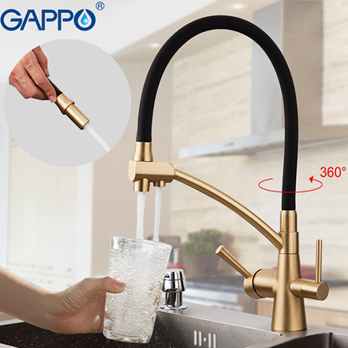 Смеситель для кухни с подключением фильтра питьевой воды Gappo G4398-1 Бронза