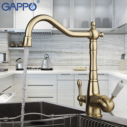 Смеситель для кухни с подключением фильтра питьевой воды Gappo G4391-4 Бронза
