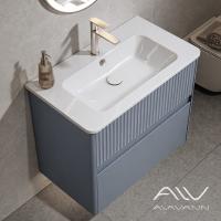 Тумба с раковиной подвесная alavann Wave 80 голубой деним