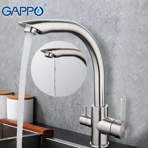 Смеситель для кухни с подключением фильтра питьевой воды Gappo G4399 Сатин
