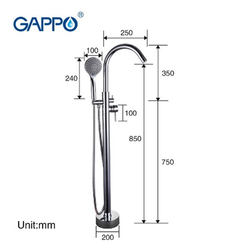Напольный смеситель для ванны Gappo G3098