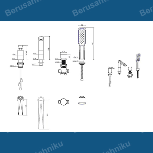 Смеситель на борт ванны на 4 отверстия Boheme Venturo 370-W Белый хром