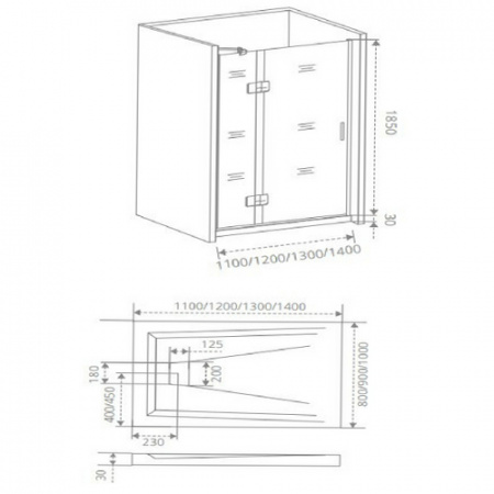 Душевая дверь Good Door SATURN WTW-130-C-CH-L