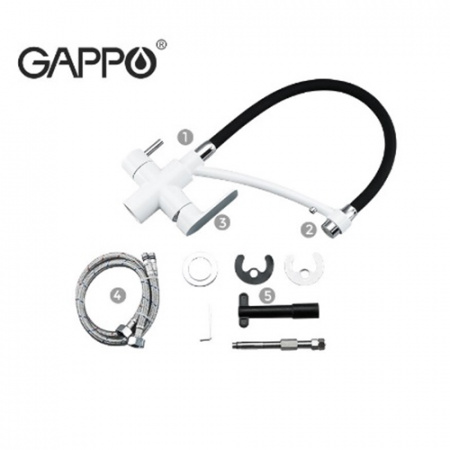 Смеситель для кухни (мойки) Gappo G4348 белый/черный