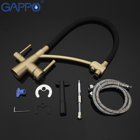 Смеситель для кухни с подключением фильтра питьевой воды Gappo G4398-1 Бронза