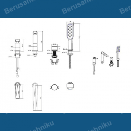 Смеситель на борт ванны на 4 отверстия Boheme Venturo 370-B Черный хром