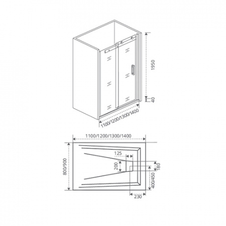 Душевая дверь Good Door GALAXY WTW-110 профиль черный матовый