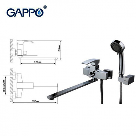 Смеситель для ванны Gappo Jacob G2207